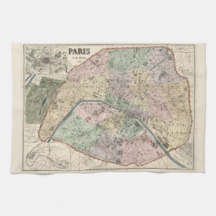 Paño De Cocina Mapa de época de París 1878