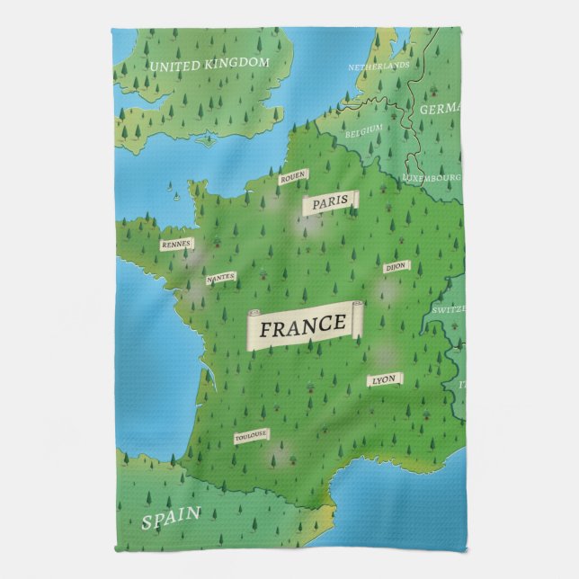Paño De Cocina Mapa De Francia (Vertical)