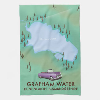 Paño De Cocina Mapa de Grafham Water Huntingdon Cambridgeshire