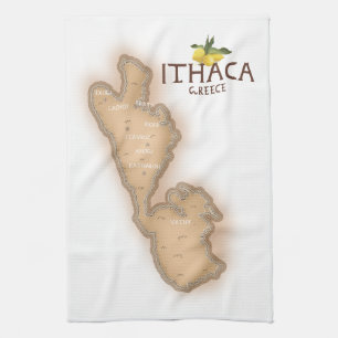 Paño De Cocina mapa de itaca grecia