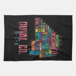 Paño De Cocina Mapa de Jacksonville Duval County Florida USA