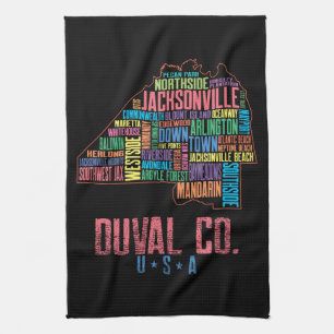 Paño De Cocina Mapa de Jacksonville Duval County Florida USA