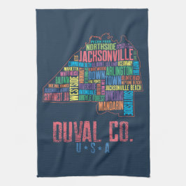 Paño De Cocina Mapa de Jacksonville Duval County Florida USA