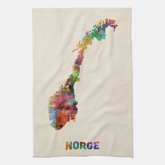 Paño De Cocina Mapa de la acuarela de Noruega (Vertical)