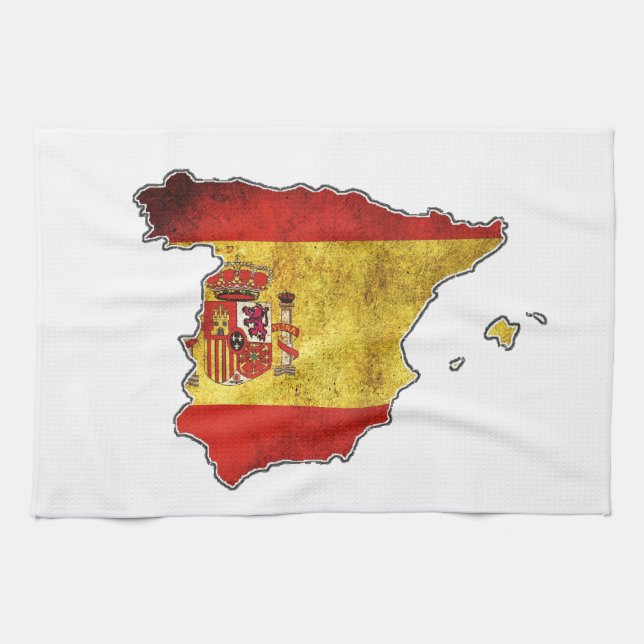 Paño De Cocina Mapa de la bandera de España (Horizontal)
