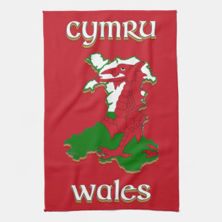 Paño De Cocina Mapa de la bandera de Gales Cymru