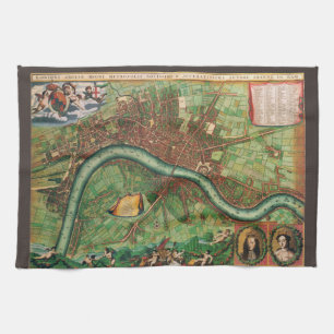 Paño De Cocina Mapa de la calle antigua de Londres, de Johannes d