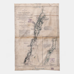Paño De Cocina Mapa de la Corona del Lago Champlain (1776)
