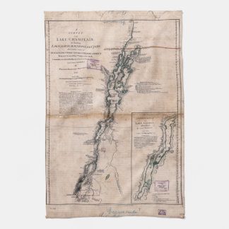 Paño De Cocina Mapa de la Corona del Lago Champlain (1776)