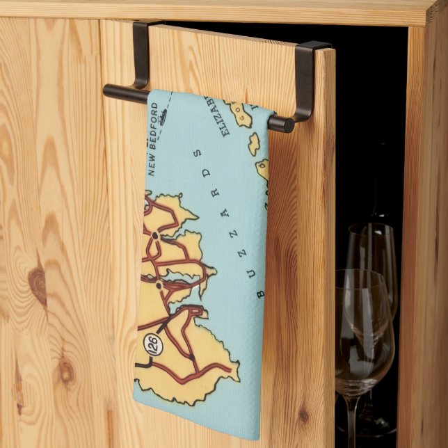Paño De Cocina Mapa de la costa de Martha's Vineyard  (Pliegue de tercios)