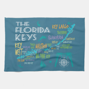 Paño De Cocina Mapa de la diversión de las llaves de la Florida