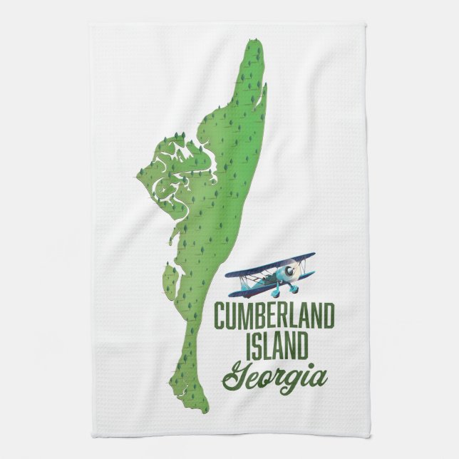 Paño De Cocina Mapa de la isla Cumberland Georgia (Vertical)