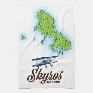 Paño De Cocina Mapa de la isla de Skyros Grecia