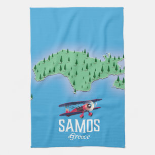 Paño De Cocina Mapa de la isla griega de Samos