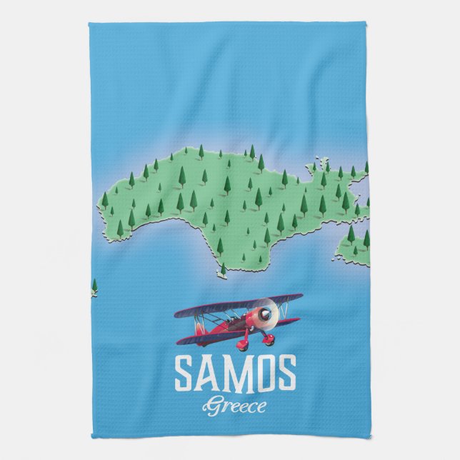 Paño De Cocina Mapa de la isla griega de Samos (Vertical)