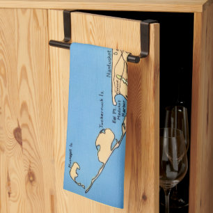 Paño De Cocina Mapa de la isla Nantucket 