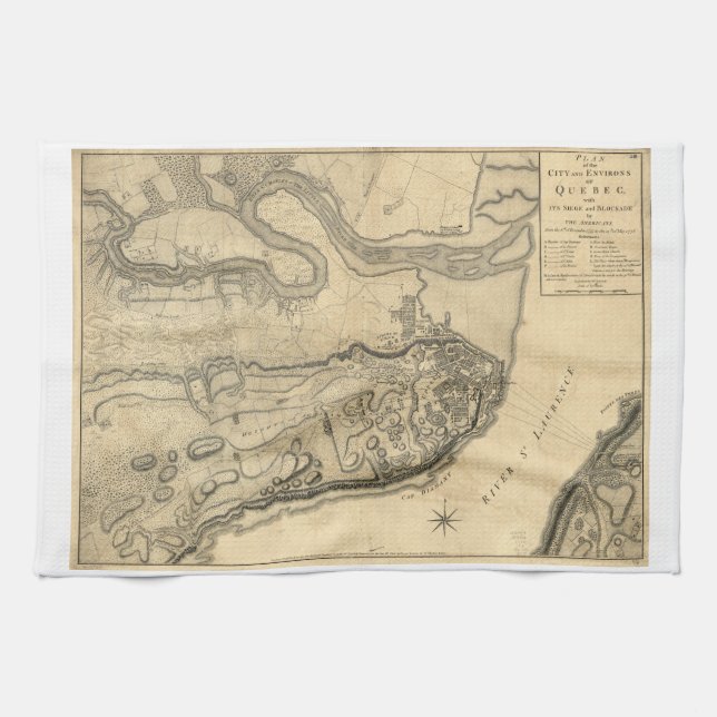 Paño De Cocina Mapa de la provincia de Quebec Canadá (1776) (Horizontal)