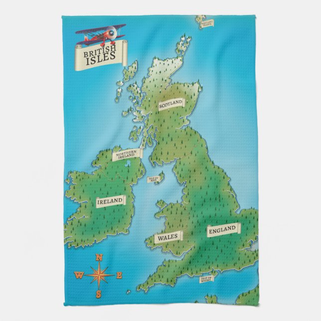 Paño De Cocina Mapa de las Islas Británicas (Vertical)