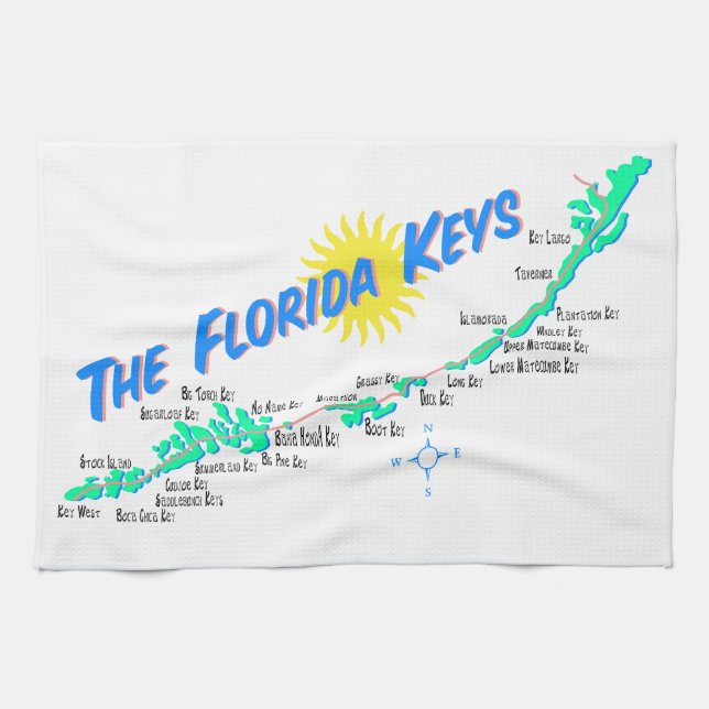 Paño De Cocina Mapa de las llaves de la Florida (Horizontal)