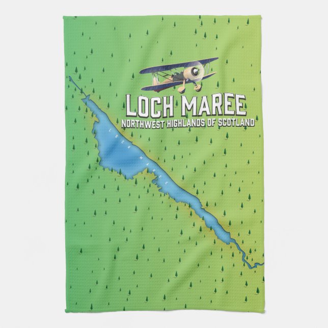 Paño De Cocina Mapa de Loch Maree NW Hightlands Scotland (Vertical)