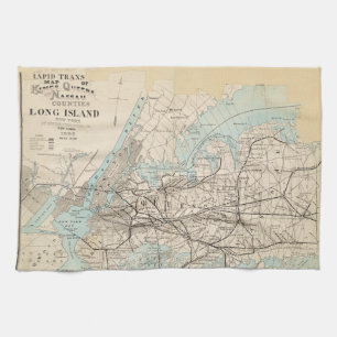 Paño De Cocina Mapa de los reyes, Queens, Long Island