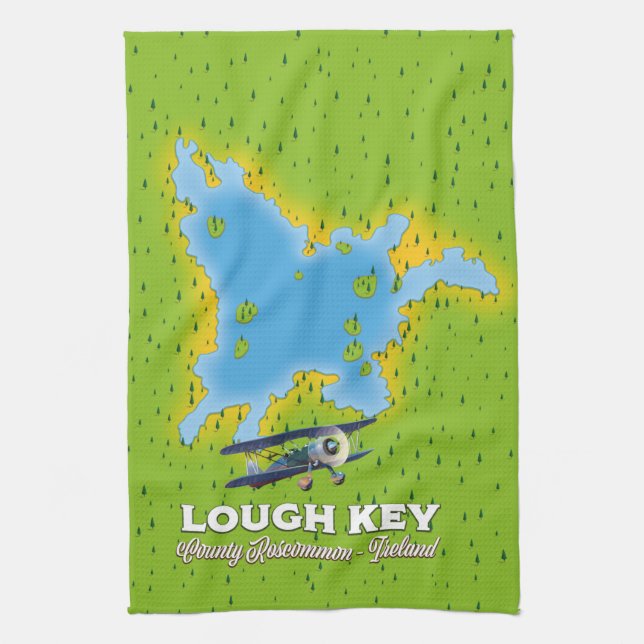 Paño De Cocina Mapa de Lough Key County Roscommon, Irlanda (Vertical)