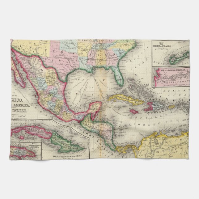 Paño De Cocina Mapa de México, America Central (Horizontal)
