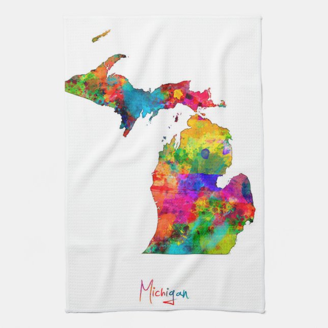 Paño De Cocina Mapa de Michigan (Vertical)