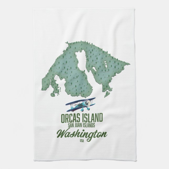 Paño De Cocina Mapa de Orcas Island, Washington, EE. UU. (Vertical)
