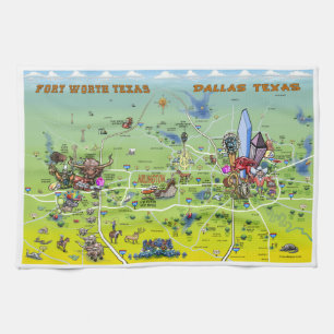Paño De Cocina Mapa de Personalizados de Dallas Fort Worth