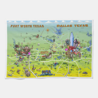 Paño De Cocina Mapa de Personalizados de Dallas Fort Worth