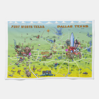 Paño De Cocina Mapa de Personalizados de Dallas Fort Worth