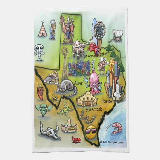 Paño De Cocina Mapa de Personalizados de Texas (Vertical)