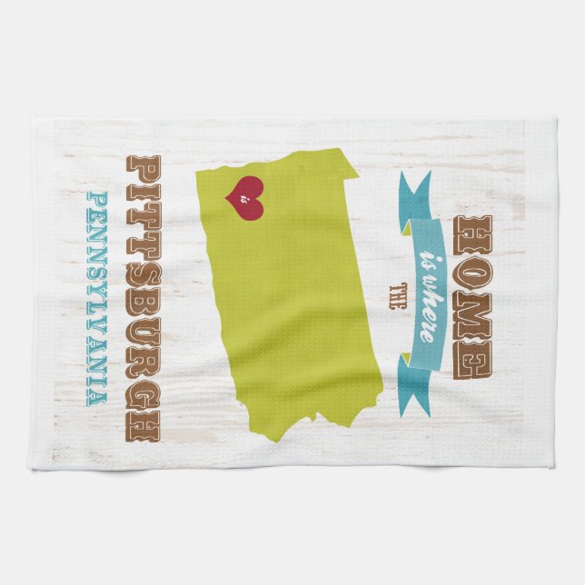 Paño De Cocina Mapa de Pittsburgh, Pennsylvania - casero es donde (Horizontal)