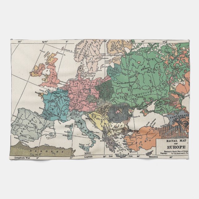 Paño De Cocina Mapa de Viajes de Vintage (Horizontal)