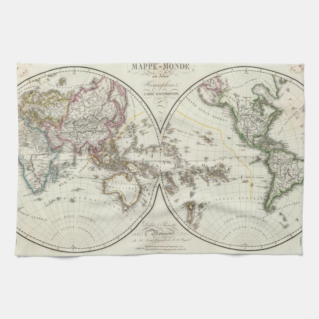 Paño De Cocina Mapa del atlas de París (Horizontal)