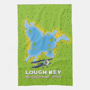 Paño De Cocina Mapa del condado de Lough Key Roscommon, Irlanda