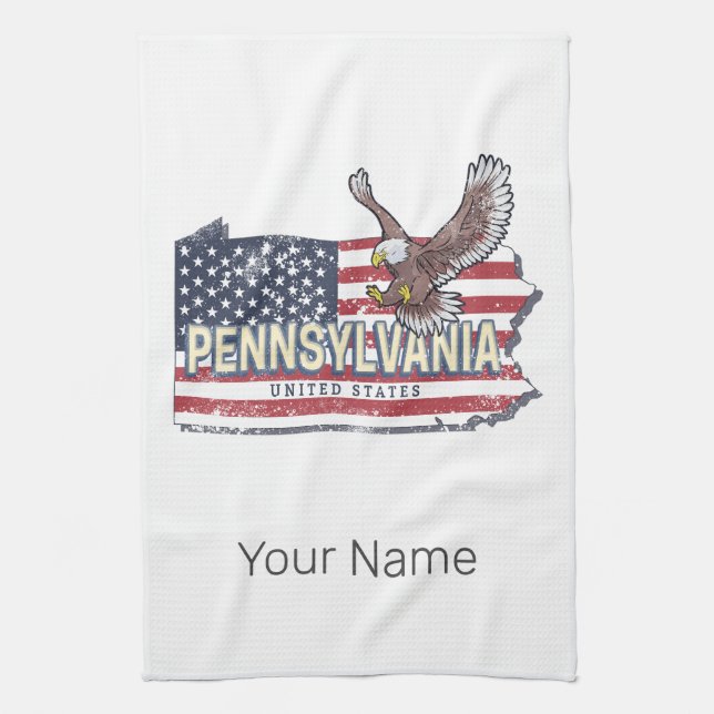 Paño De Cocina Mapa del estado de Pennsylvania (Vertical)
