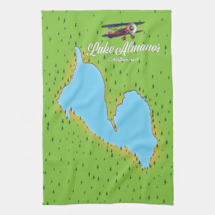 Paño De Cocina Mapa del lago Almanor California EE. UU.