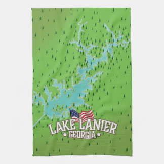 Paño De Cocina Mapa del lago Lanier Georgia