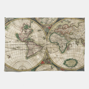 Paño De Cocina Mapa del mundo a partir de 1689