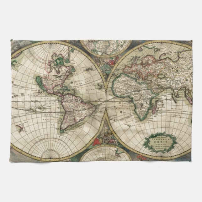Paño De Cocina Mapa del mundo a partir de 1689 (Horizontal)