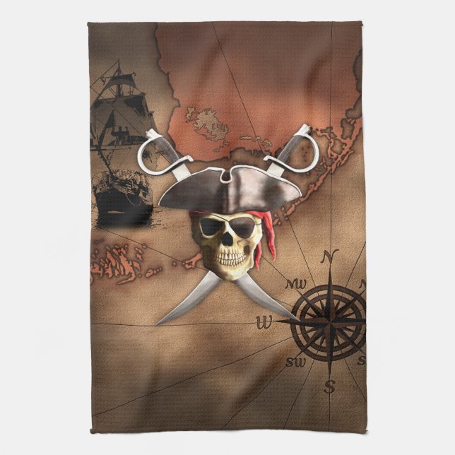Paño De Cocina Mapa del pirata (Vertical)