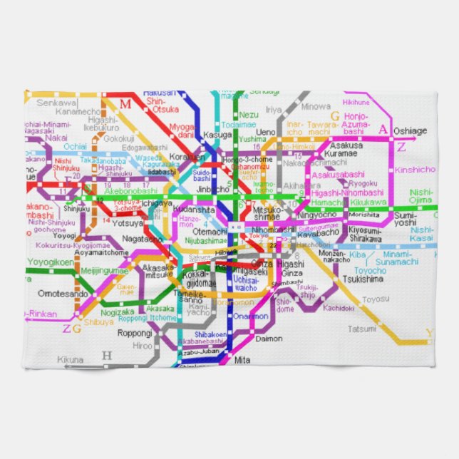 Paño De Cocina Mapa del subterráneo de Tokio Japón (Horizontal)