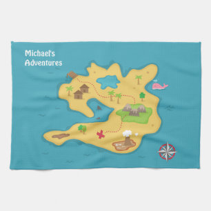 Paño De Cocina Mapa del tesoro de la aventura de la isla pirata p