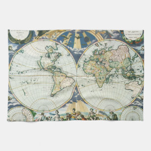 Paño De Cocina Mapa del Viejo Mundo Antiguo Vintage de Pieter Goo