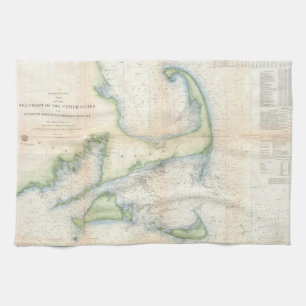 Paño De Cocina Mapa del vintage de Cape Cod (1857)