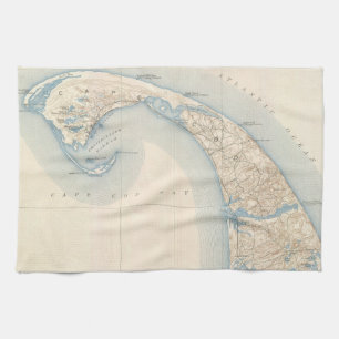 Paño De Cocina Mapa del vintage de Cape Cod más bajo