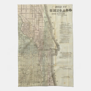 Paño De Cocina Mapa del vintage de Chicago (1857)