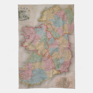 Paño De Cocina Mapa del vintage de Irlanda (1835)